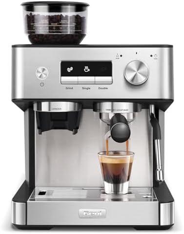Gevi 20 Bar Espresso Machine with Grinder & Steam Wand for Latte Cappuccino
